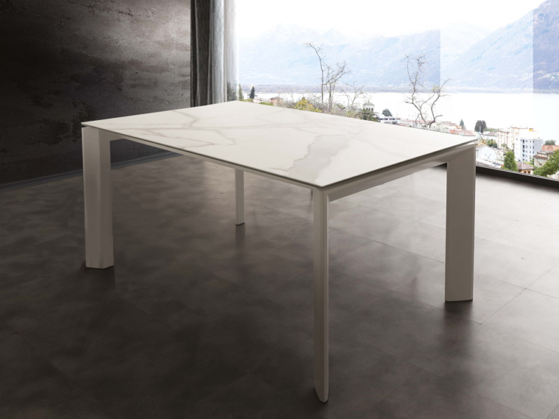 Tavolo Allungabile con Piano in Vetro Ceramica e set 4 sedie 07