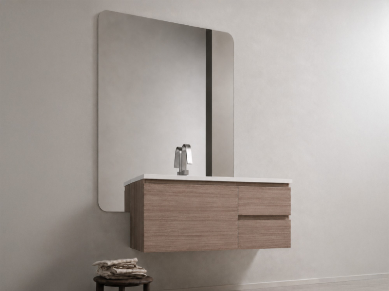 Bagno con Base Sospesa e Specchiera Sagomata 05