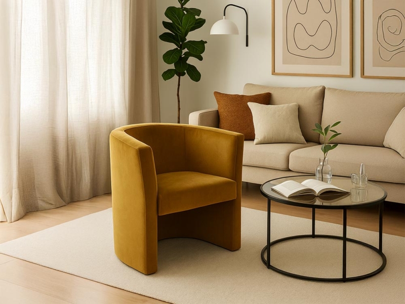 Poltroncina Imbottita in Tessuto Velluto 01
