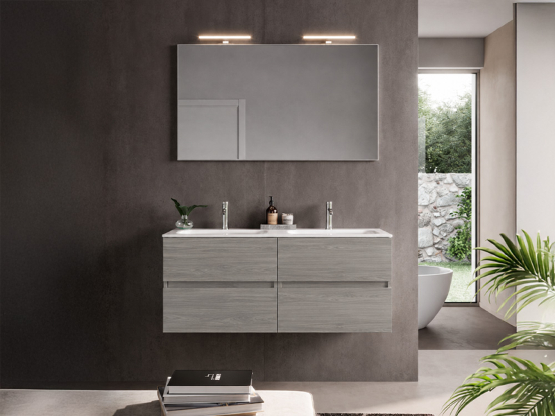 Bagno con 2 Basi Sospese e Lavabo Doppia Vasca 04