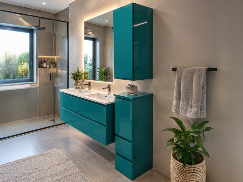 Mobile Bagno Azzurro Con Doppio Lavabo