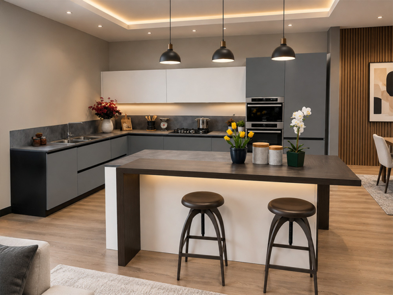 Cucina Angolare Moderna Con Isola E Piano Snack